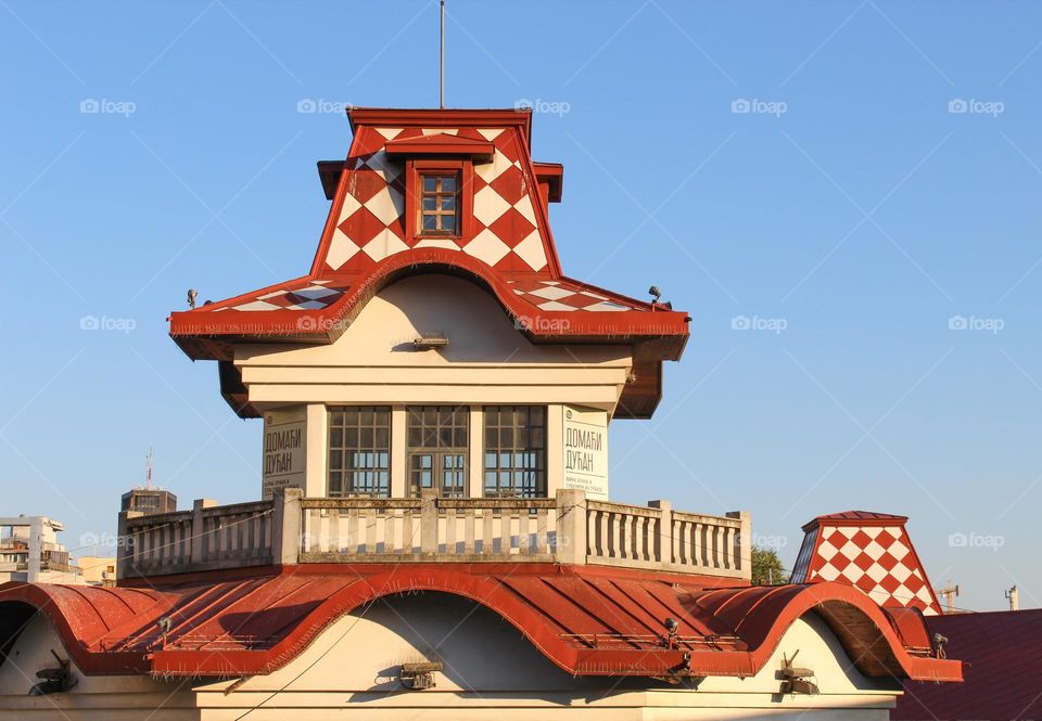 Unusual roofs of the old market in Belgrade
