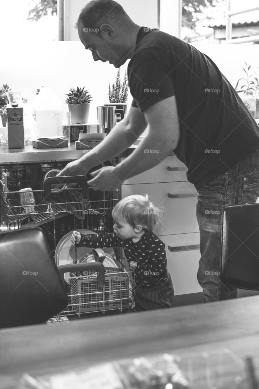 doing dishes with Dad