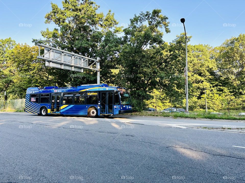 New York City bus, an easy and comfortable way to move around town. 