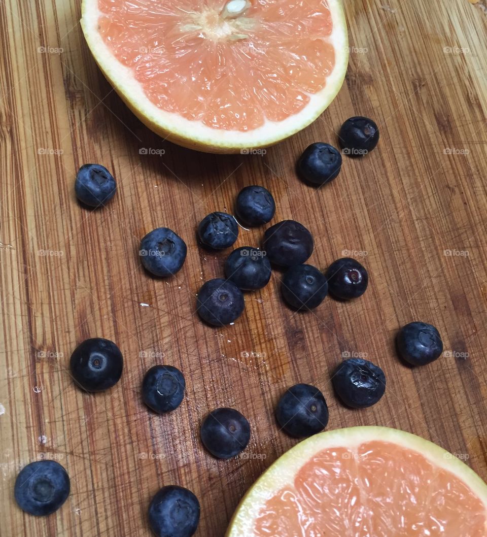 Blueberries and grapefruit