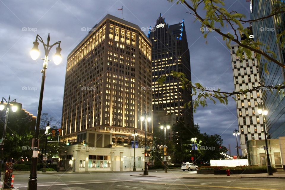 First National and Ally together. Downtown Detroit. 