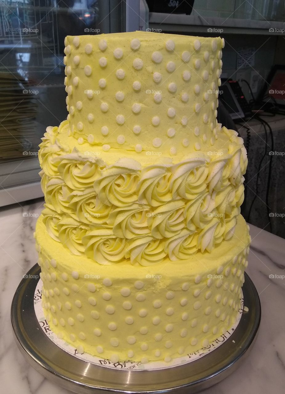 Bright Yellow 3 Tier Cake