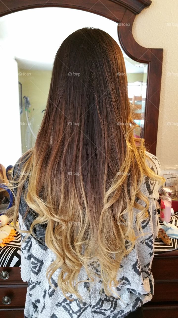 Ombre. My sister got her hair done and she loves it. 