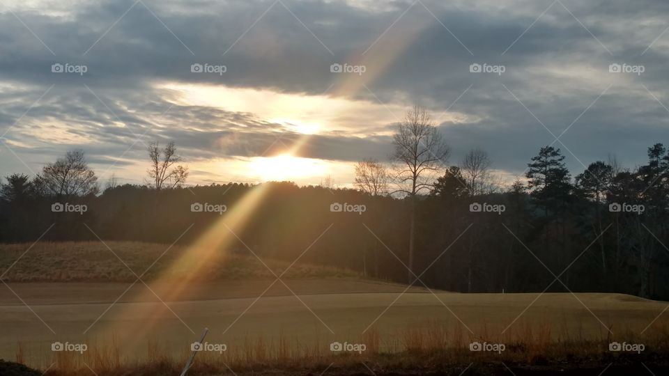 Landscape, Dawn, Fog, Sunset, Weather