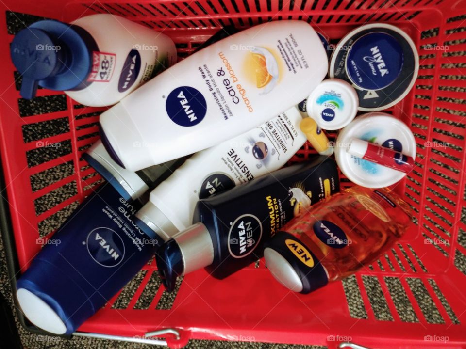 Nivea products in shopping basket