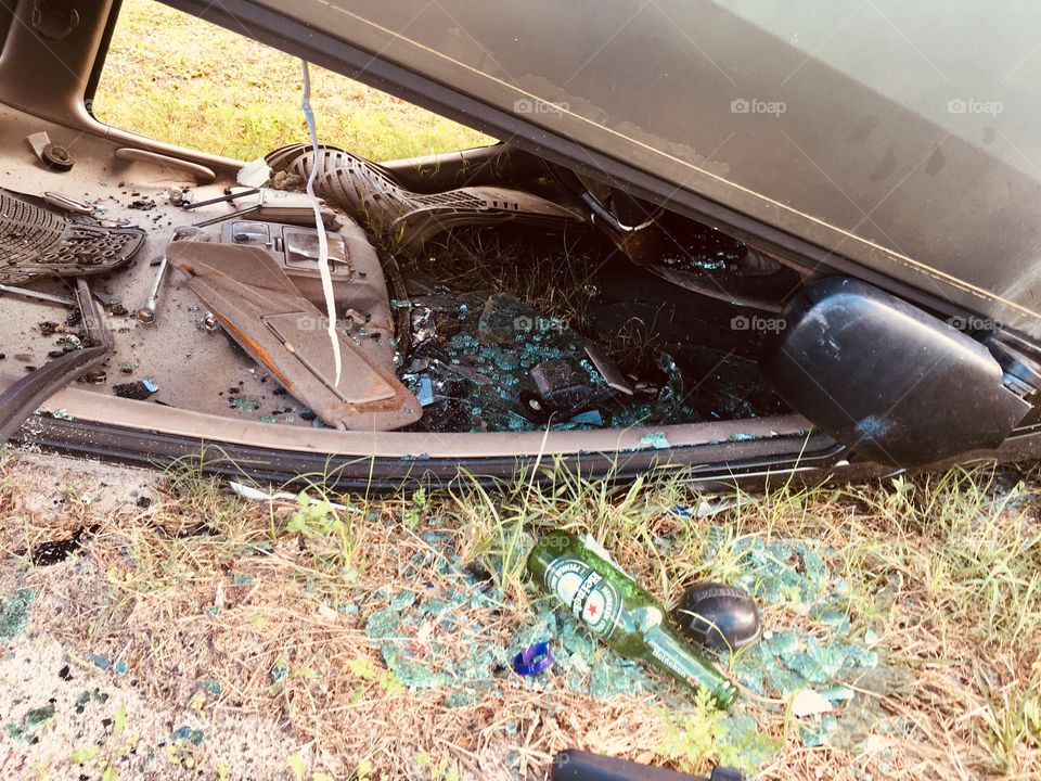 Abandoned crashed car