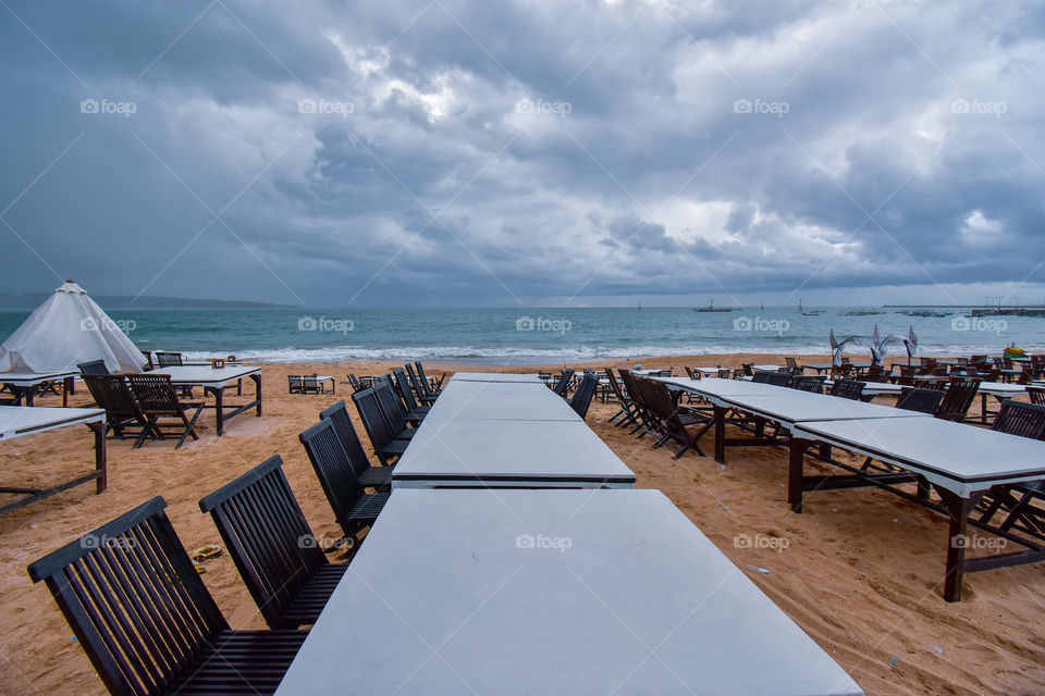 table and landscape at the beach