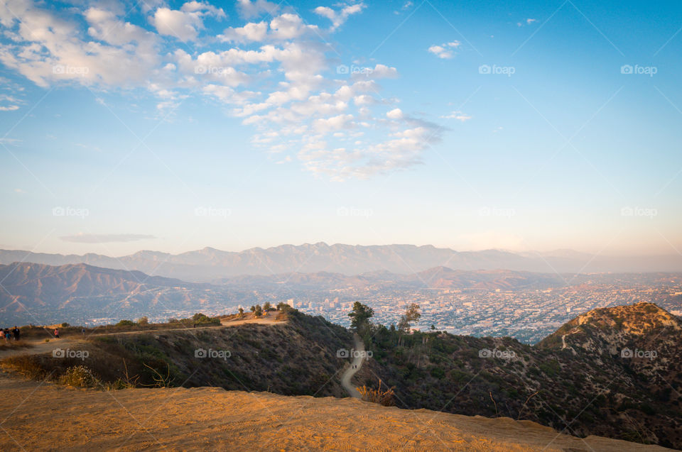 Scenic view of valley during susnet