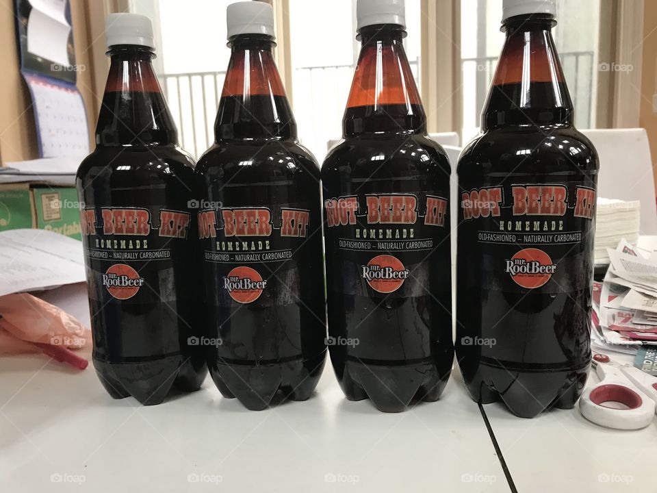 4 bottles of homemade root beer