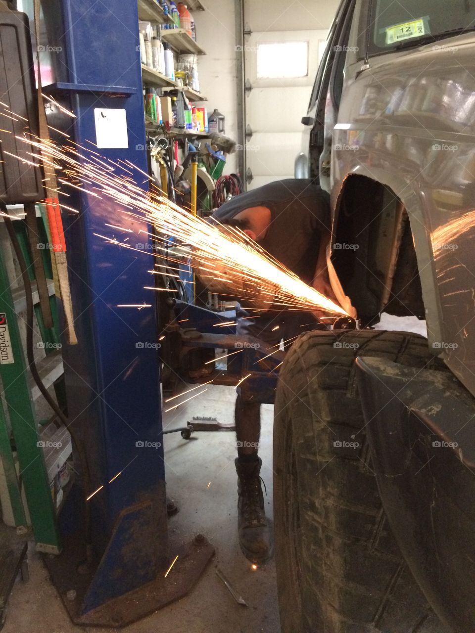 Making a few adjustments on the jeep... Need big tires.