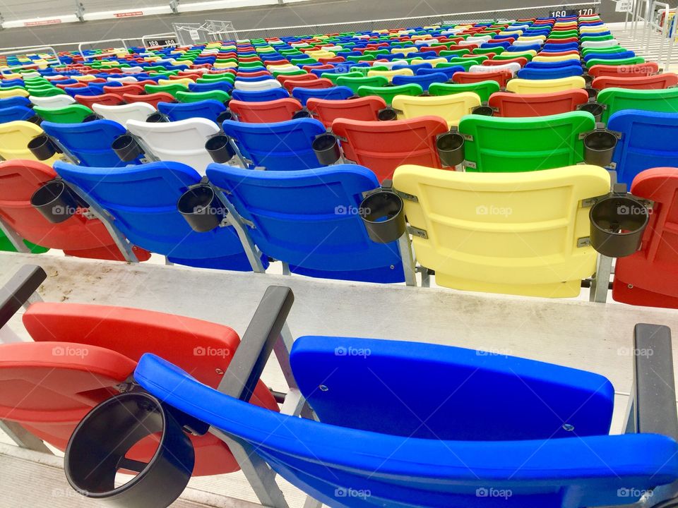 Stadium seats full of color