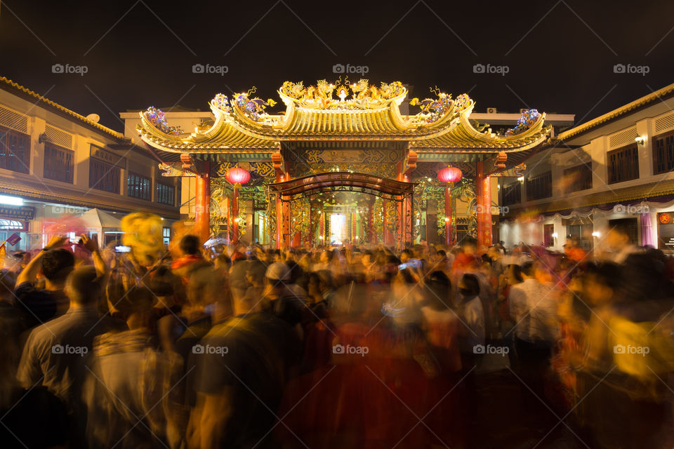 Chinese temple at night 