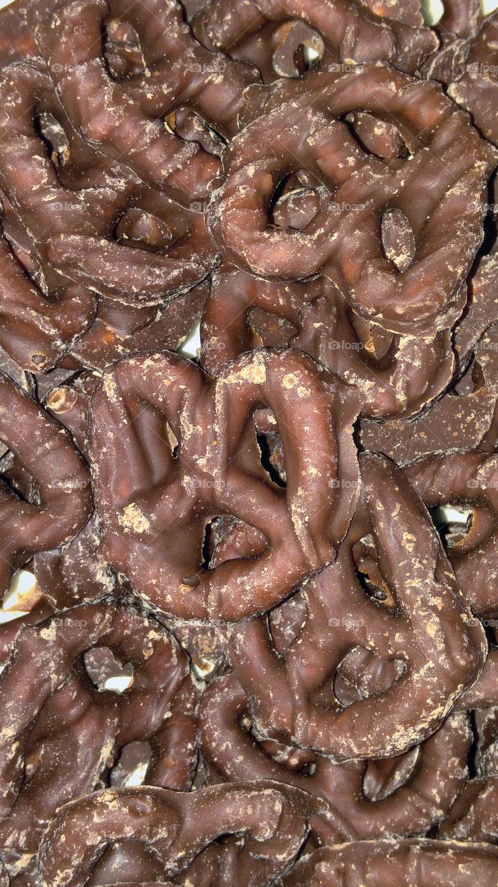 chocolate-covered pretzels close-up