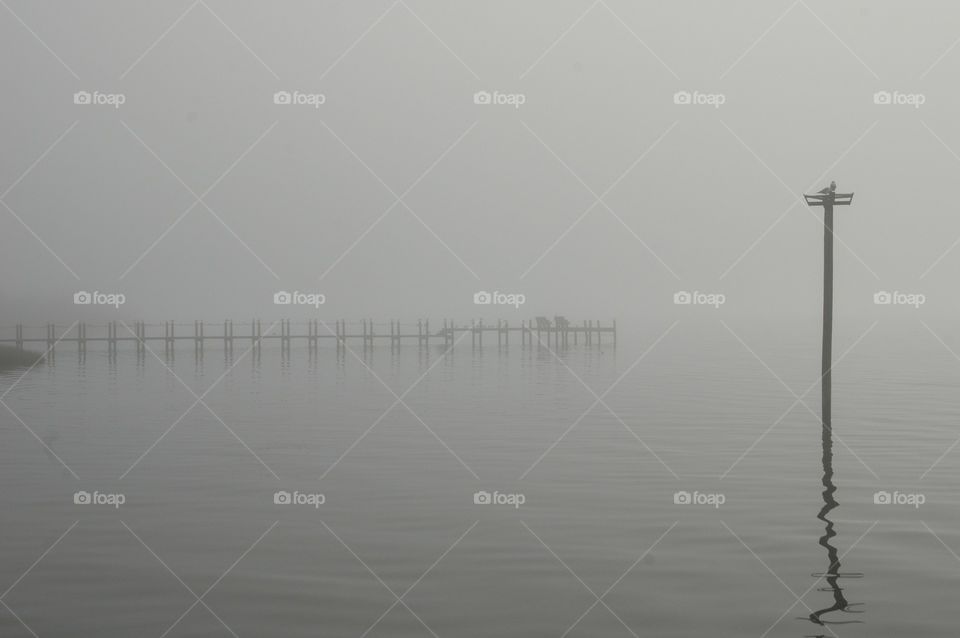 Foggy Morning over Currituck Sound, in Duck NC.
