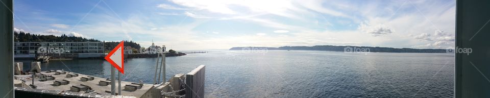 Puget sound lake ocean dock view