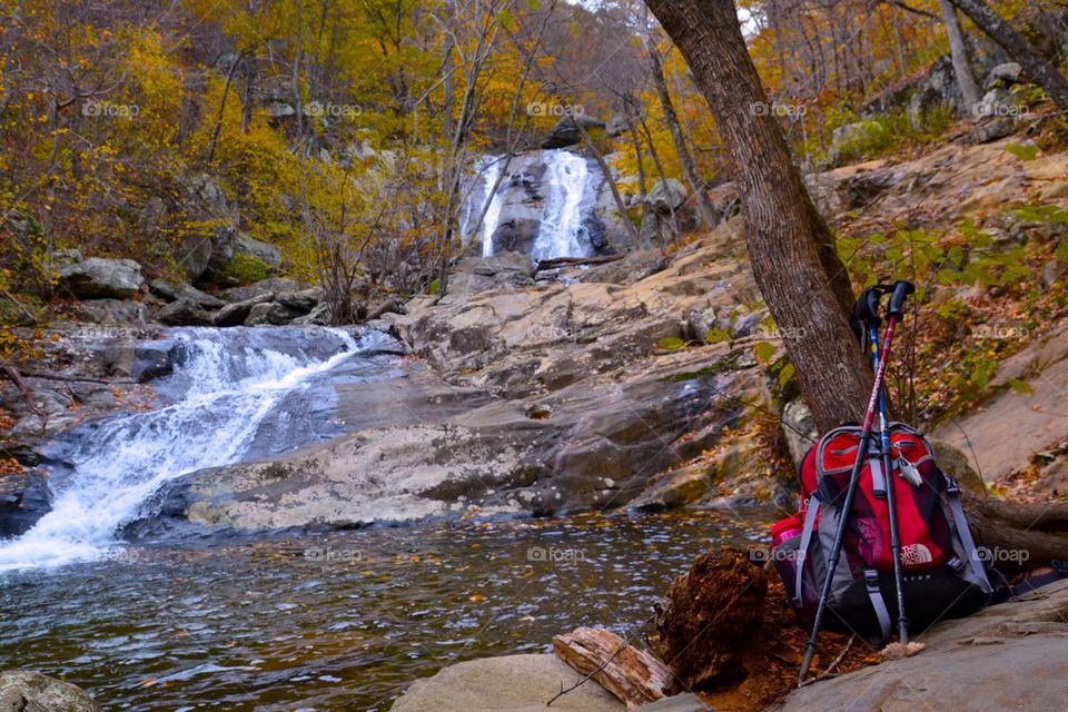 Hiking by the waterfall