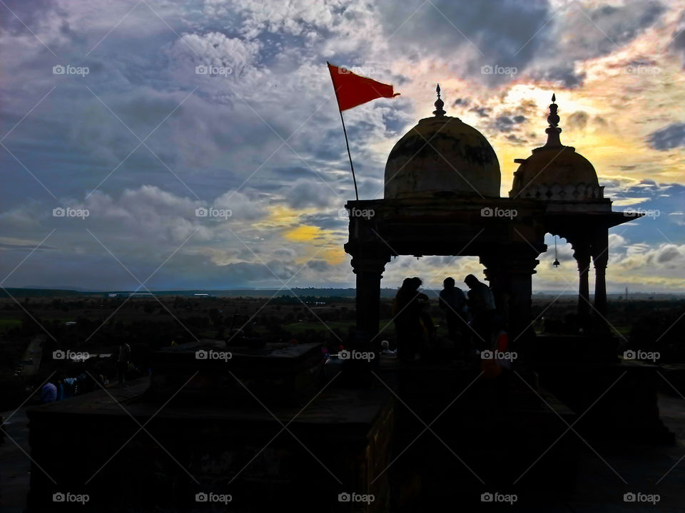 Silhouette of temple during sunset