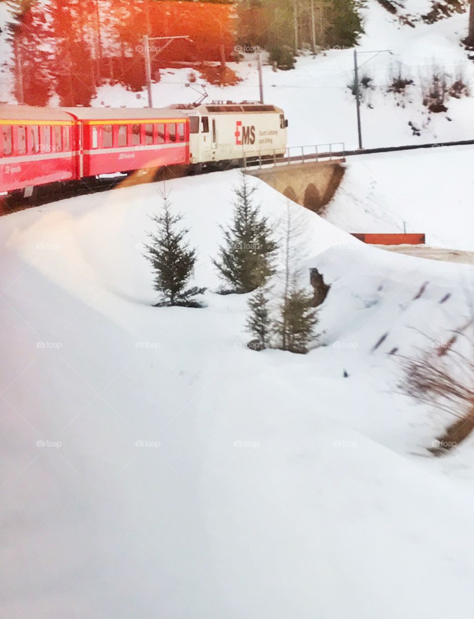 Red train in Switzerland 