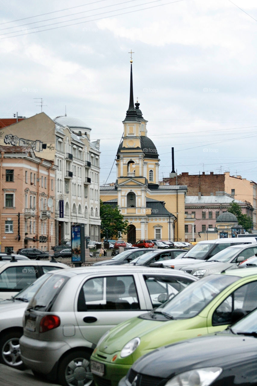 Cars and church 