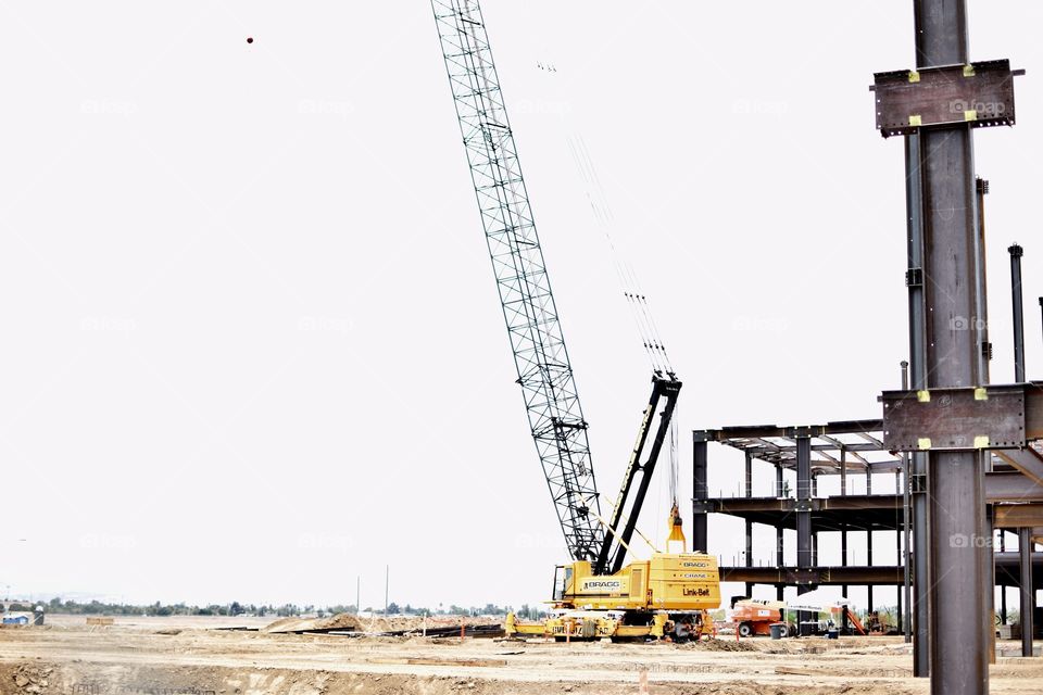 California construction site with a giant crane 