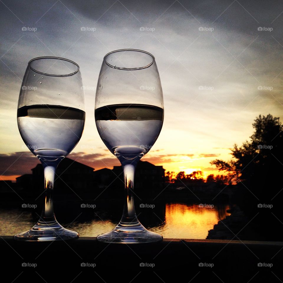 Wineglass on railing