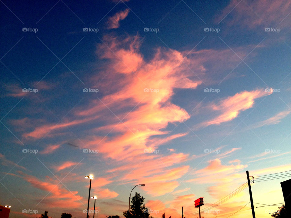 sky pink sunset clouds by vincentm
