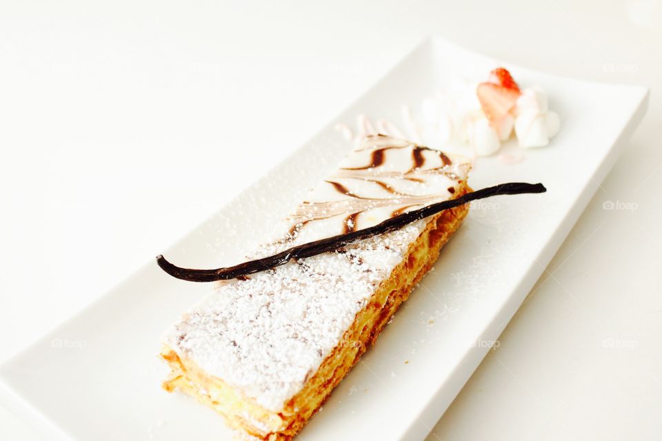 High angle view of mille feuille
