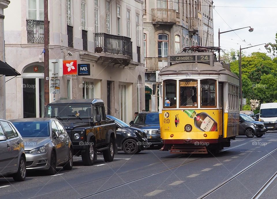 yellow tram