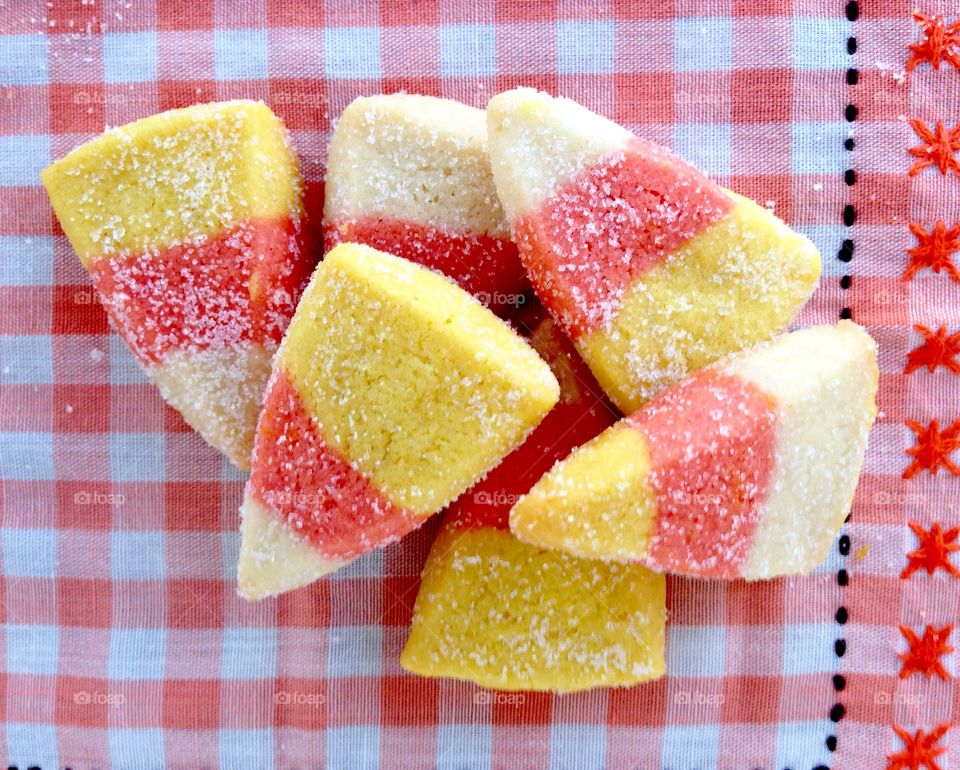 Candy corn sugar cookies
