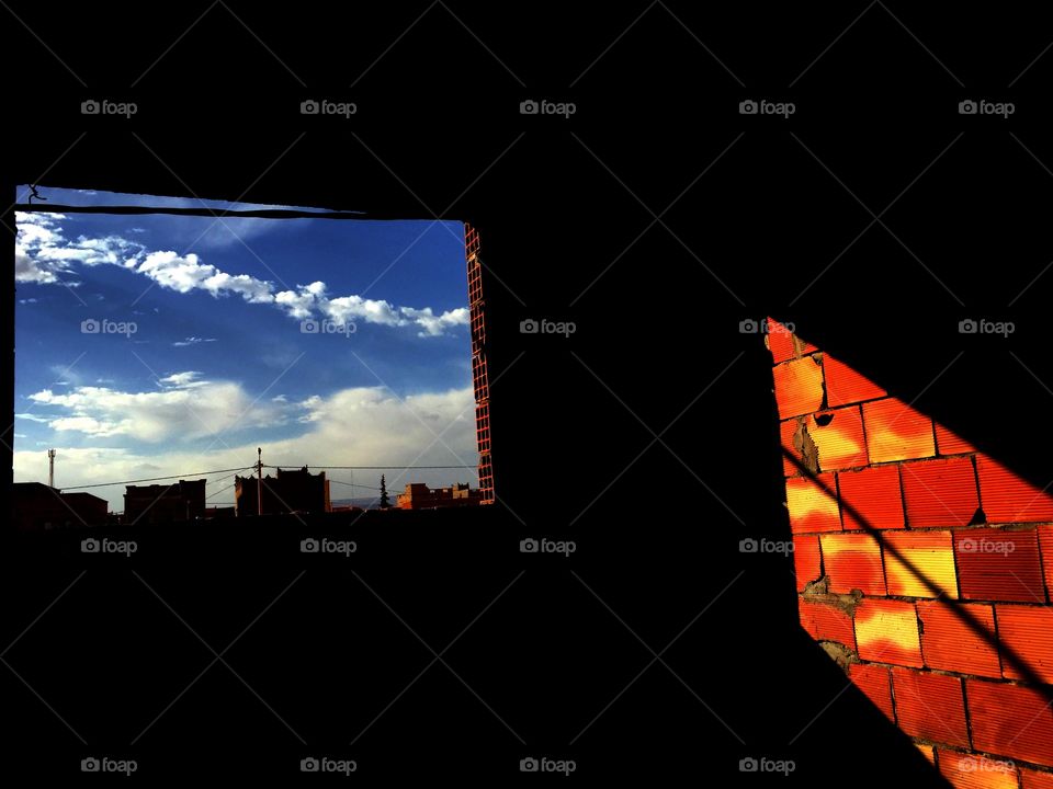 Look out the window at sunrise time 