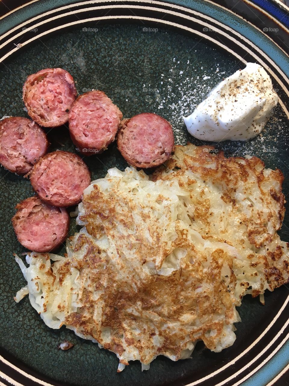Potato pancakes and farmers sausage 