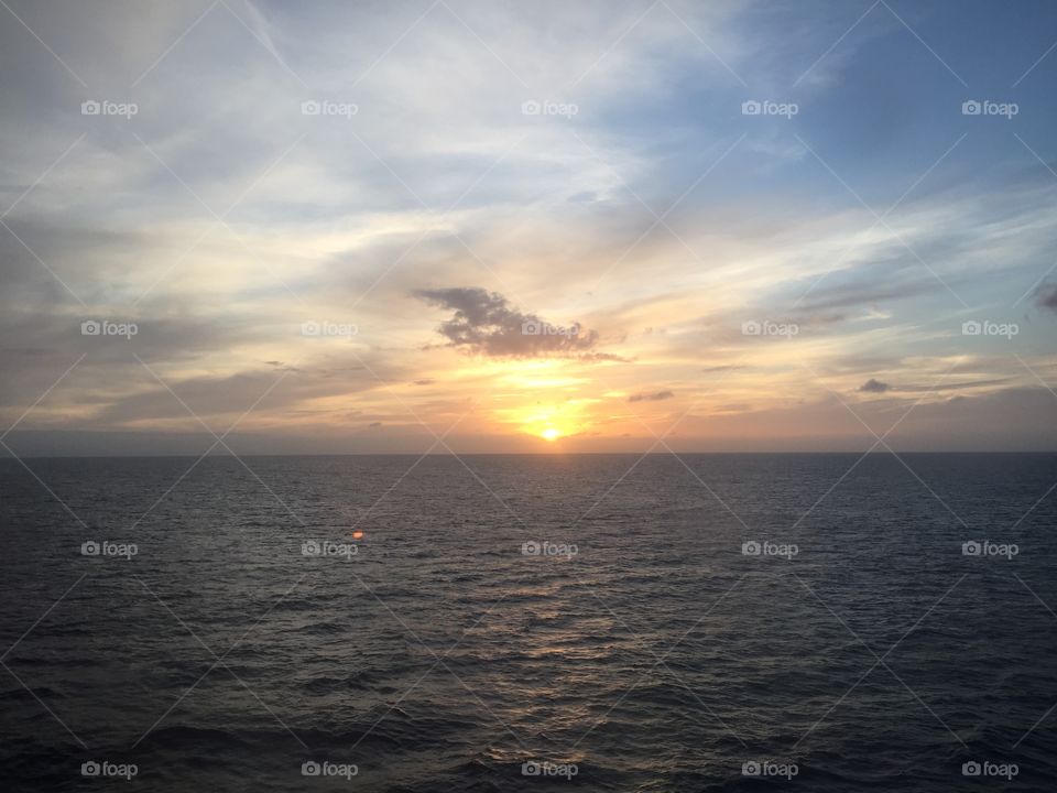 Beautiful sunset from a cruise ship