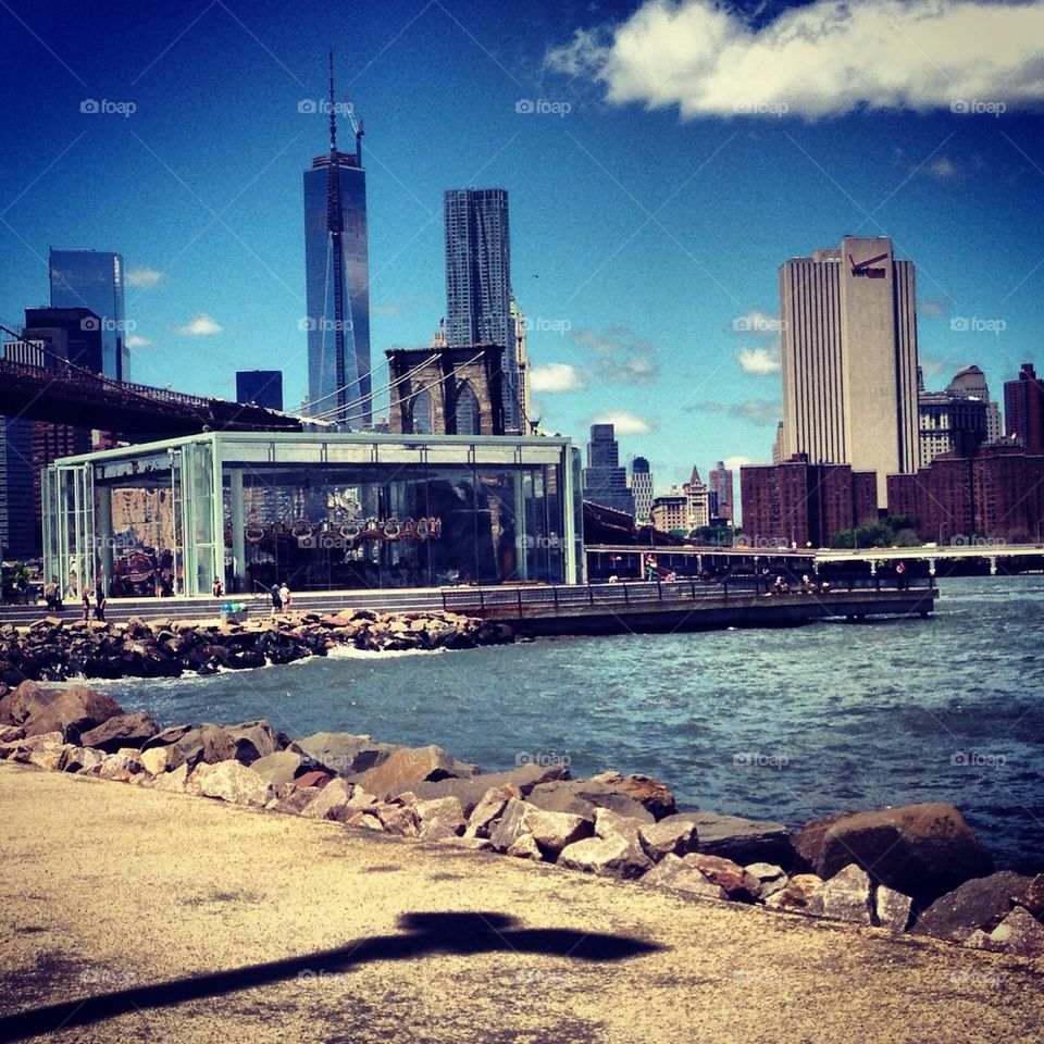 Brooklyn waterfront meets a carousel meets NYC skyline including the