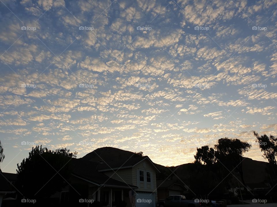 beautiful cloudy sunset sky in southern california