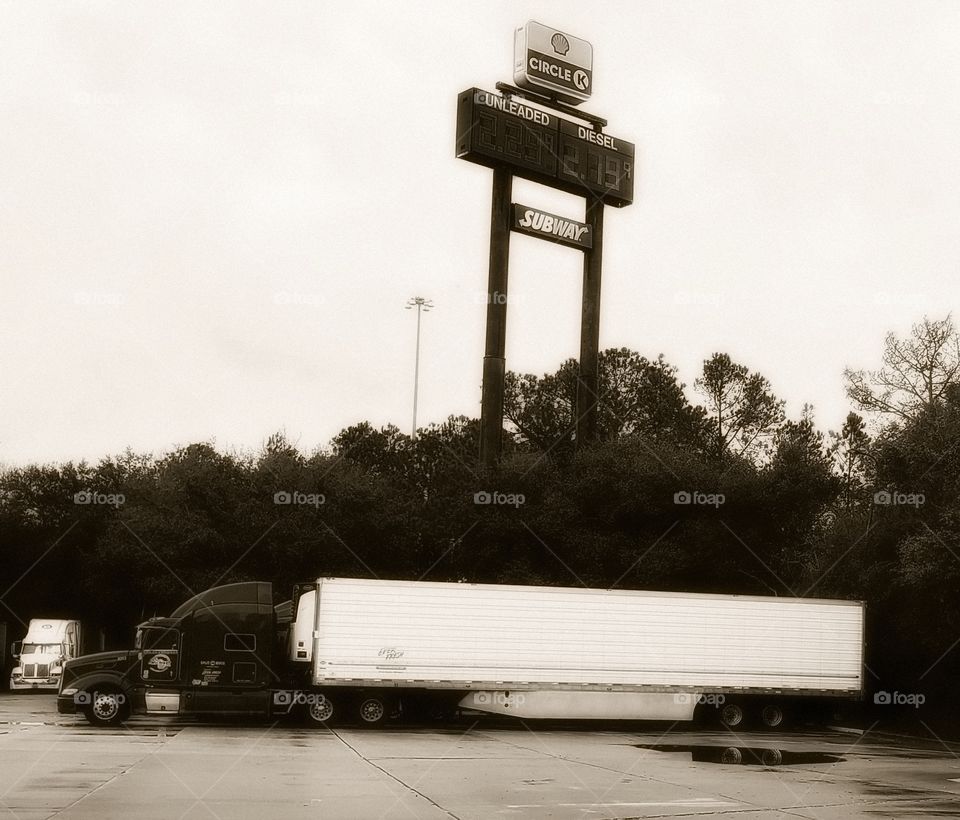 semi truck stop