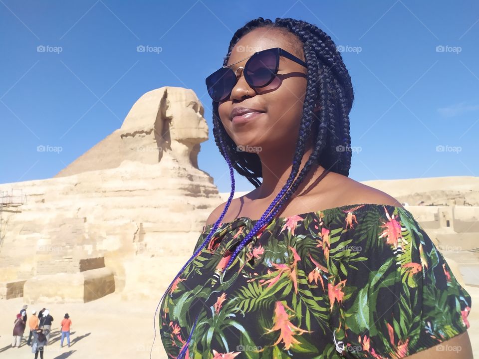 lovely photo with action with background great Sphinx natural color with lovely kiss with atta