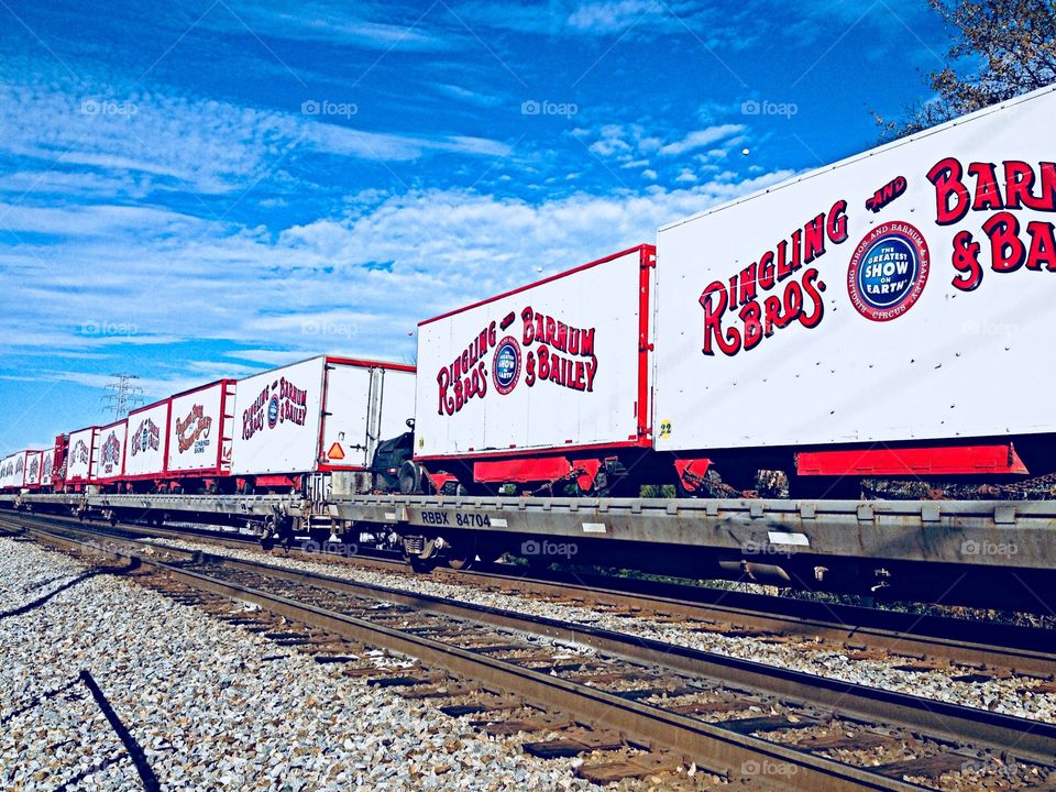 The Ringling Brothers circus train driving down the Chattanooga railroad