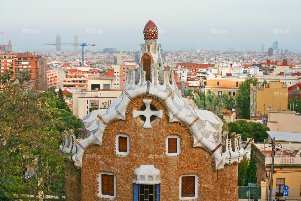 park guell in barcelona, spain.