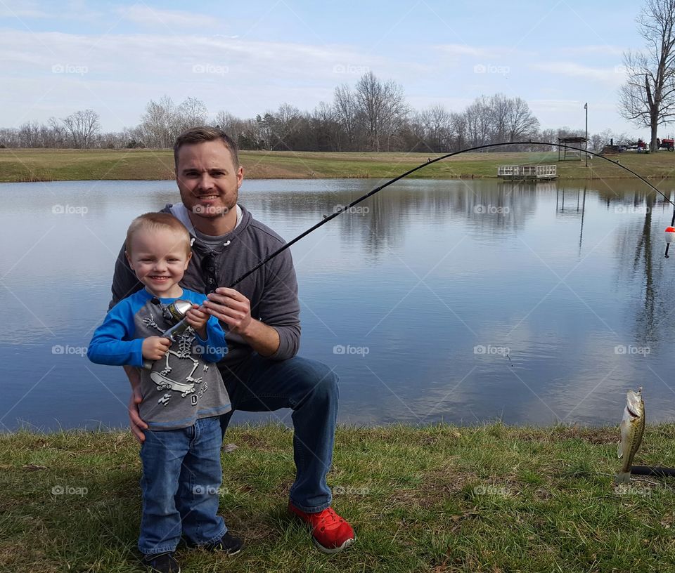 father and son fishing