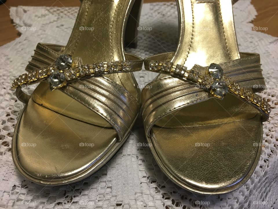 Gold shoes with jewels