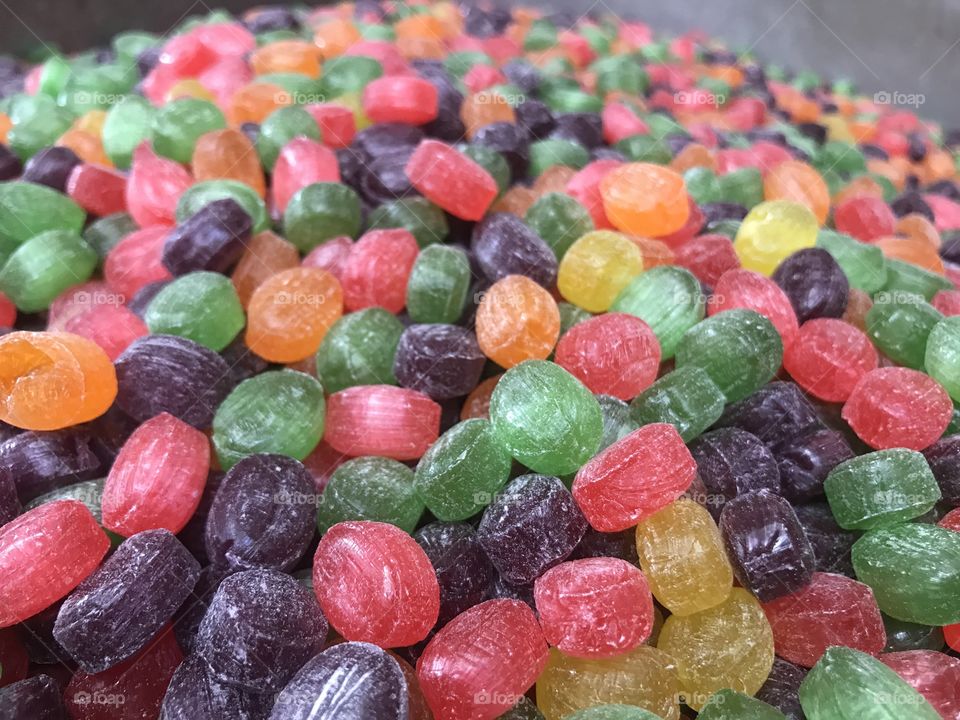 Colorful fruit flavored hard candies