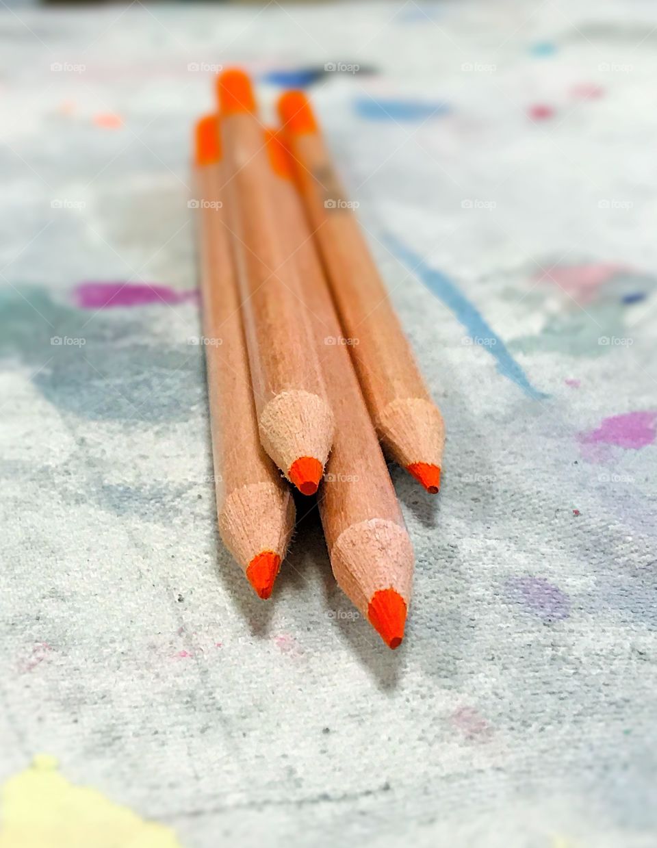 Close-up of red pencil crayons
