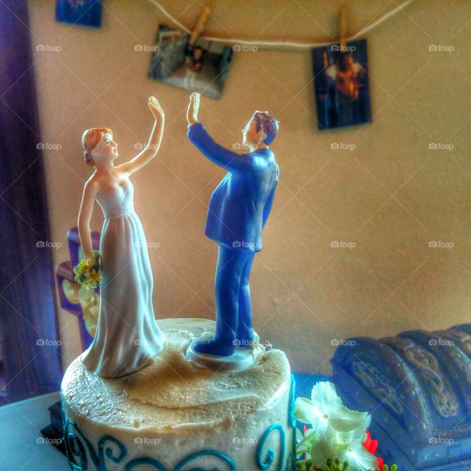 High Five Bride And Groom Cake Topper