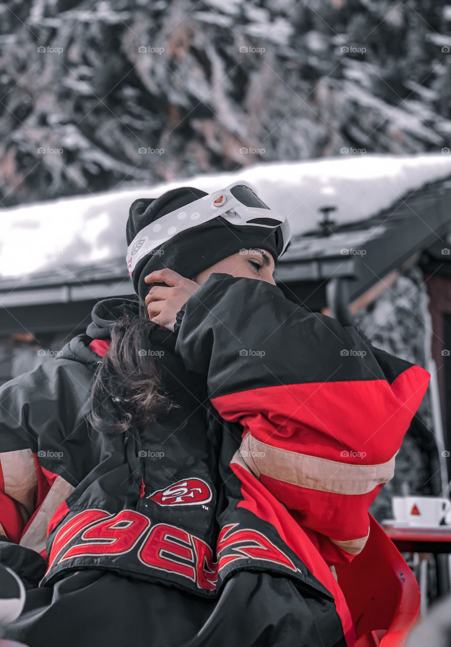 Portrait of a girl in snow 