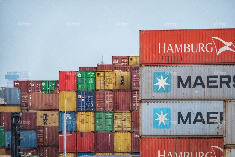 Colourful container over stock