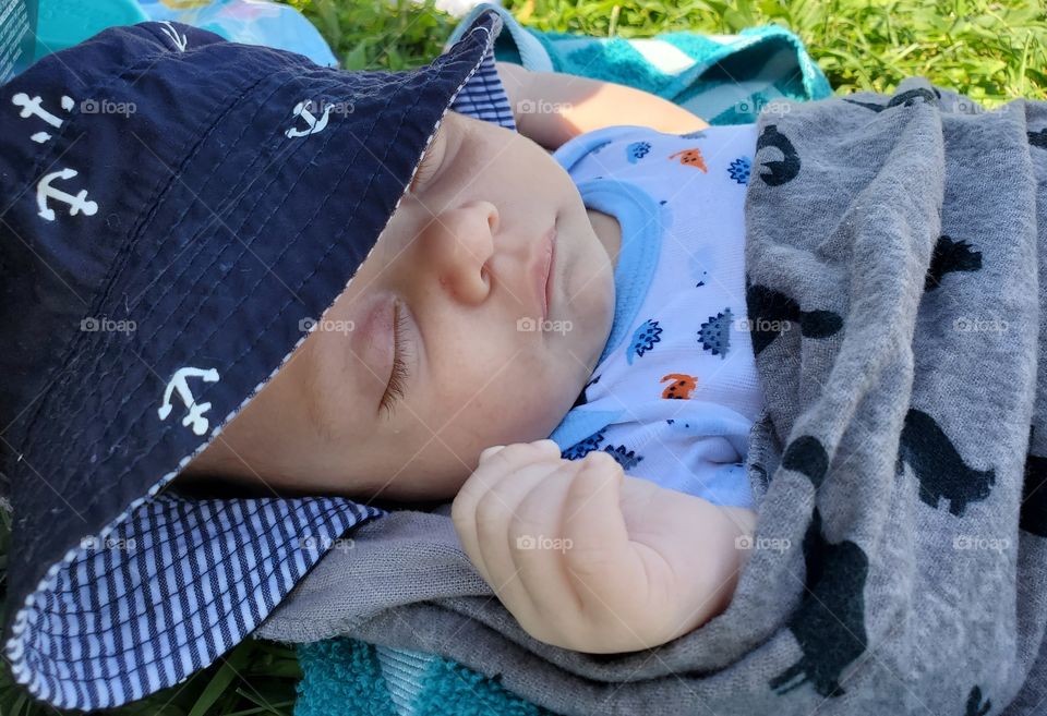 baby sleeping outdoors