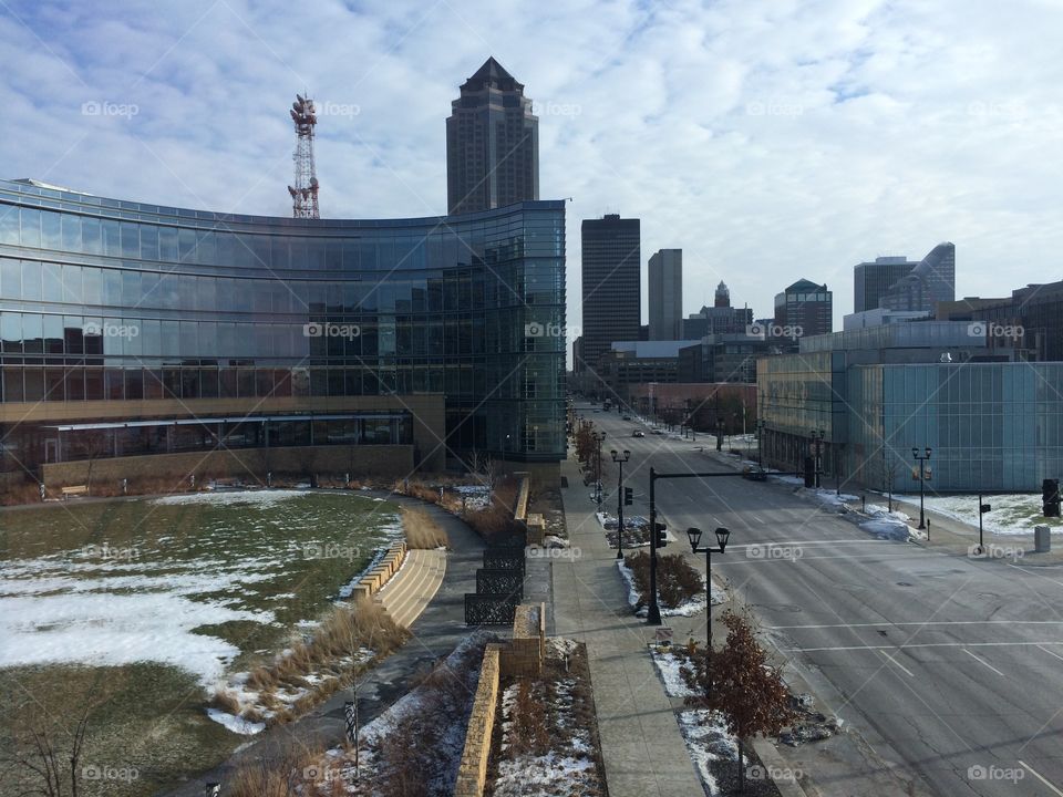 Downtown Des Moines in the winter. 