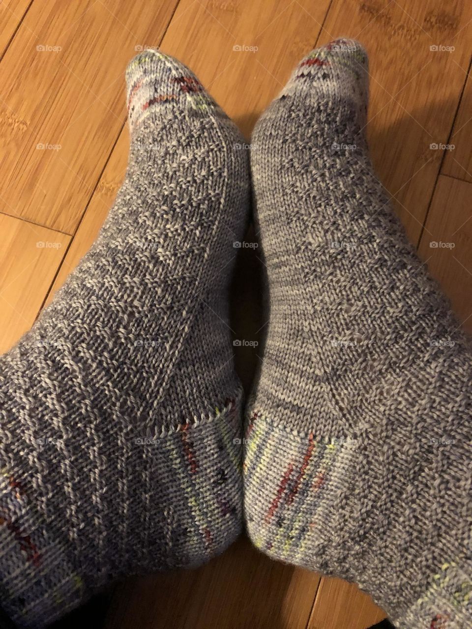 Hand knit socks with texture