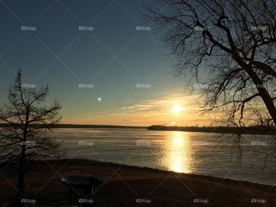 Confluence of the Ohio and Mississippi Rivers at Sunrise