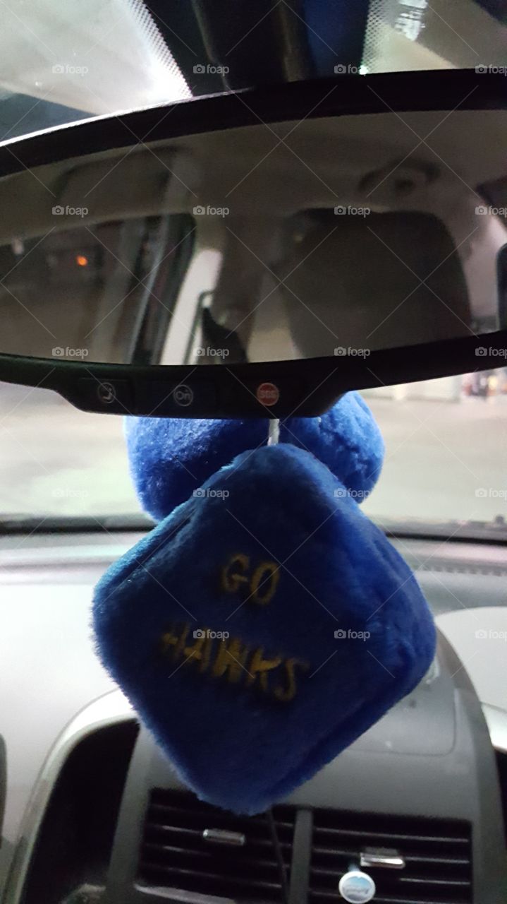 dice on rear view mirror